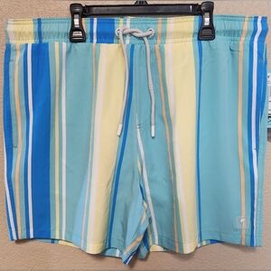 Malibu Beach Club Mens Striped Swim Trunks W/pockets Sizes L And XL